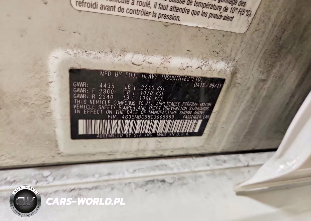 2012 Subaru Legacy 2.5I Premium VIN:4S3BMBC68C3005989 - 12
