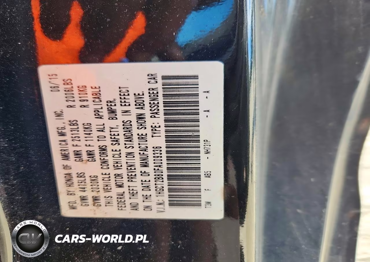2015 Honda Accord Exl VIN:1HGCT2B80FA009336 - 12