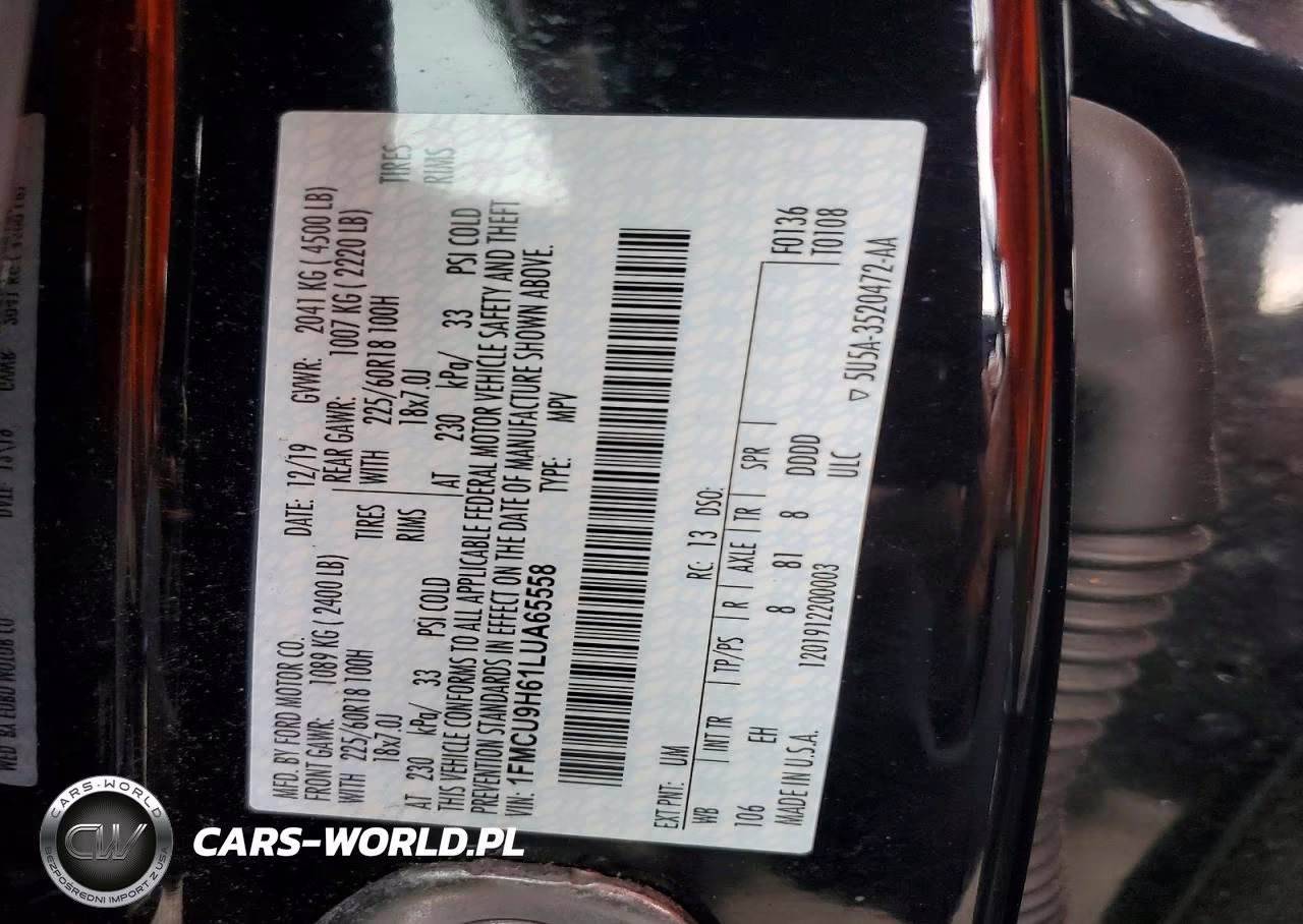 2020 Ford Escape Sel VIN:1FMCU9H61LUA65558 - 13