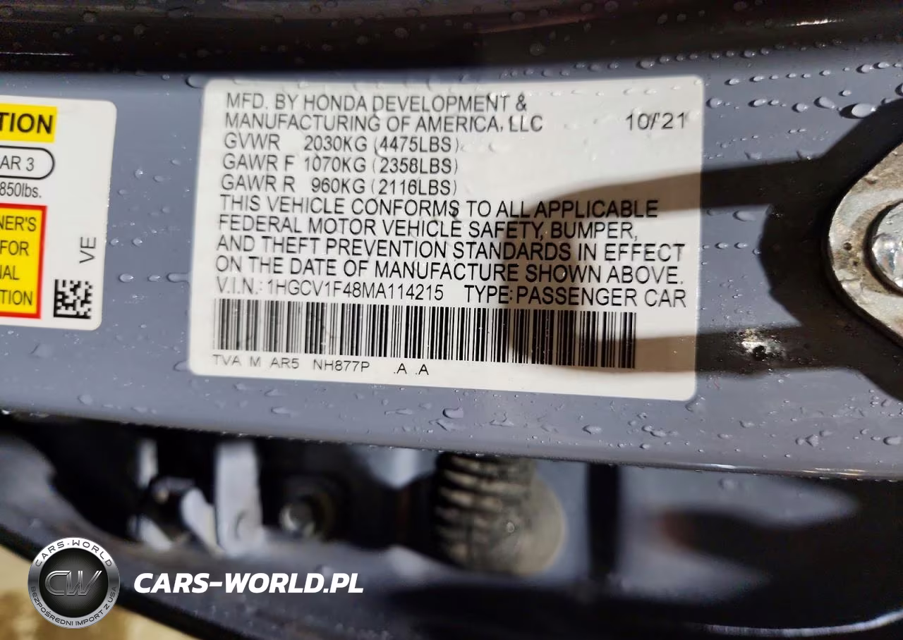 2021 Honda Accord Sport Se VIN:1HGCV1F48MA114215 - 12