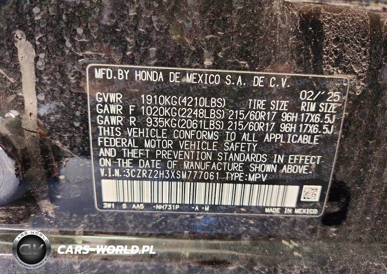 2025 Honda Hr-V Lx VIN:3CZRZ2H3XSM777061 - 13