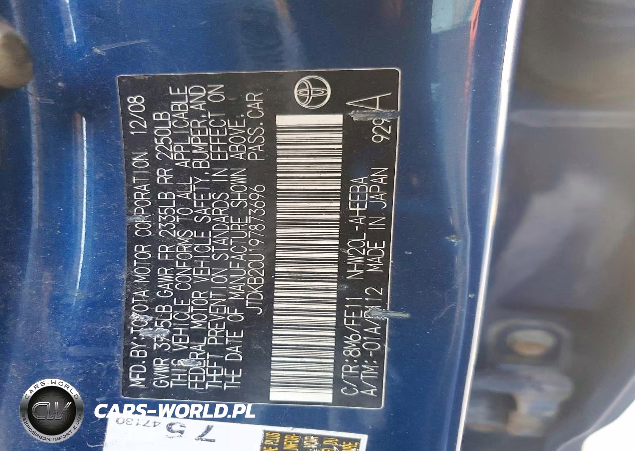 2009 Toyota Prius Base VIN:JTDKB20U197873696 - 12