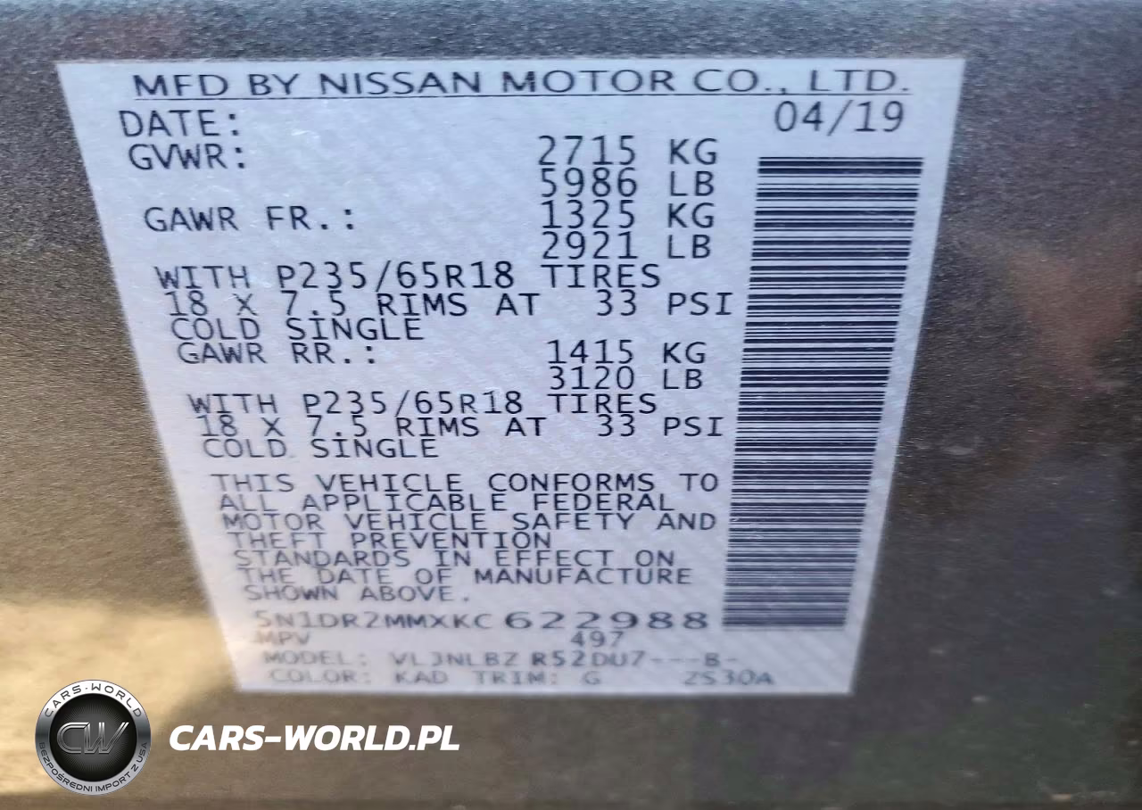 2019 Nissan Pathfinder S VIN:5N1DR2MMXKC622988 - 14