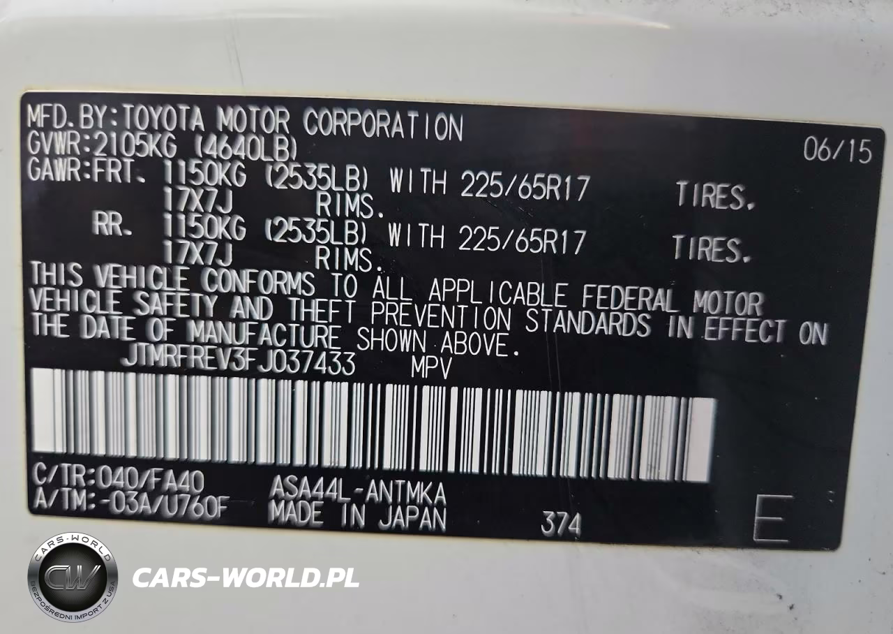2015 Toyota Rav4 Xle VIN:JTMRFREV3FJ037433 - 13