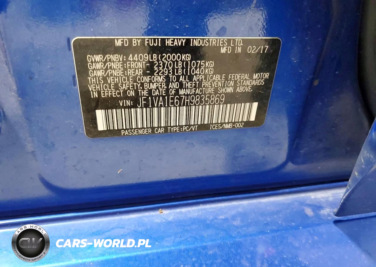 2017 Subaru Wrx Premium VIN:JF1VA1E67H9835869 - 12
