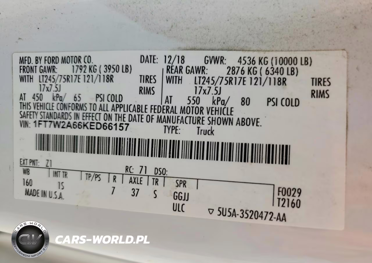 2019 Ford F250 Super Duty VIN:1FT7W2A66KED66157 - 13