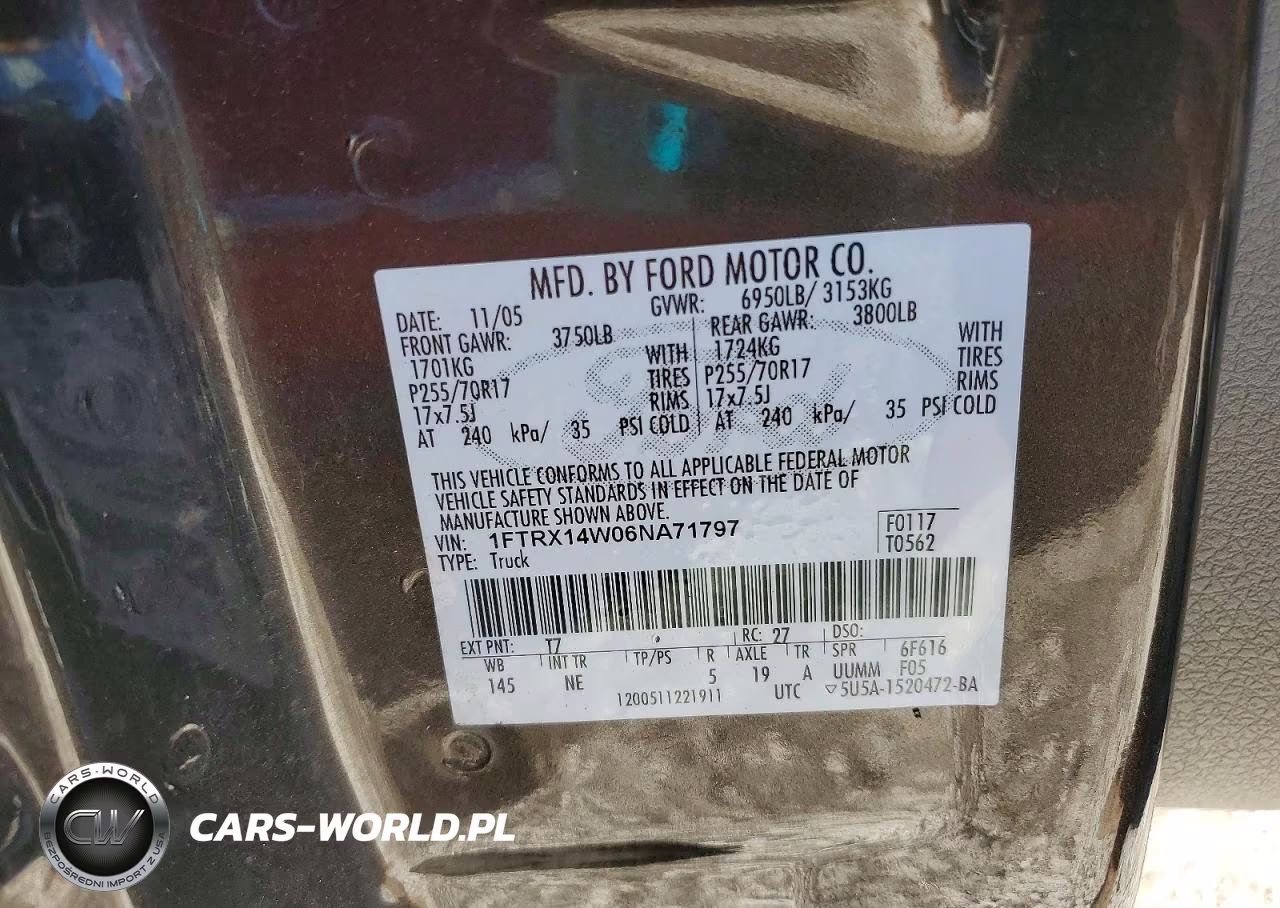 2006 Ford F150 VIN:1FTRX14W06NA71797 - 12