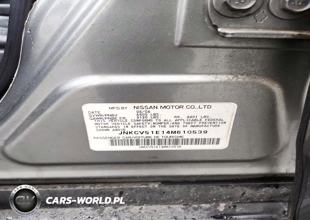 2004 Infiniti G35 Base VIN:JNKCV51E14M610539 - 12
