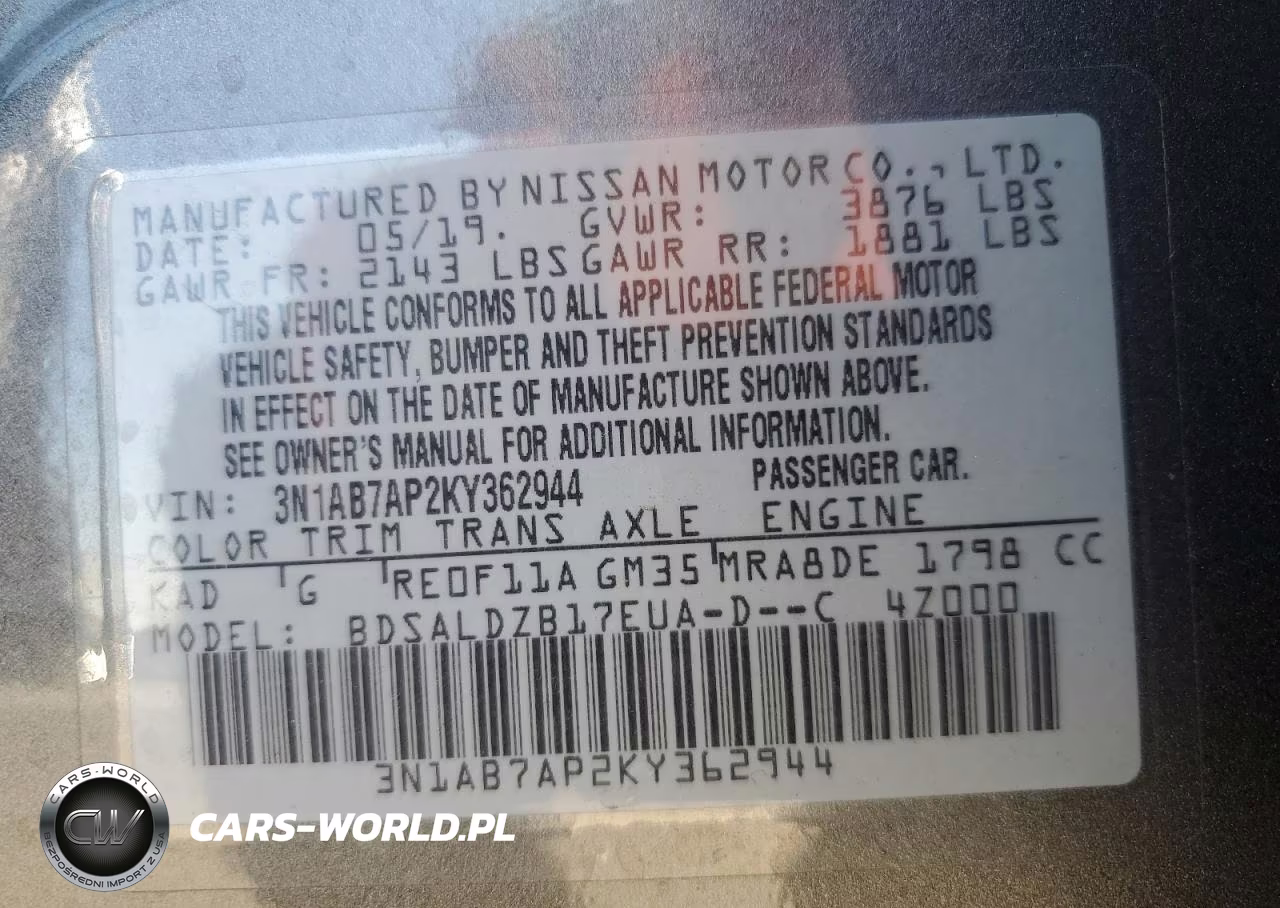 2019 Nissan Sentra S VIN:3N1AB7AP2KY362944 - 13