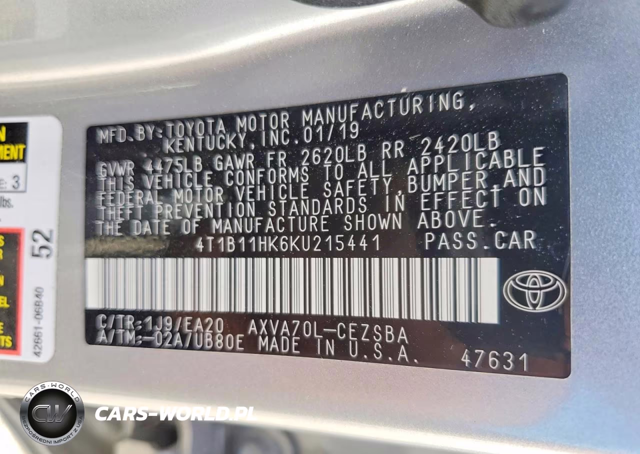 2019 Toyota Camry Se VIN:4T1B11HK6KU215441 - 13
