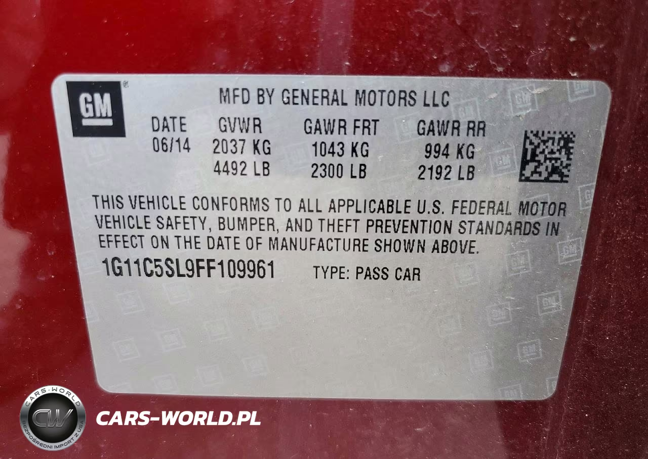 2015 Chevrolet Malibu 1Lt VIN:1G11C5SL9FF109961 - 12