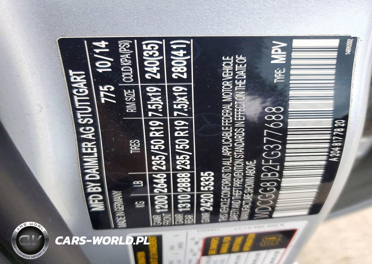 2015 Mercedes-Benz Glk 350 4Matic VIN:WDCGG8JB2FG377688 - 14
