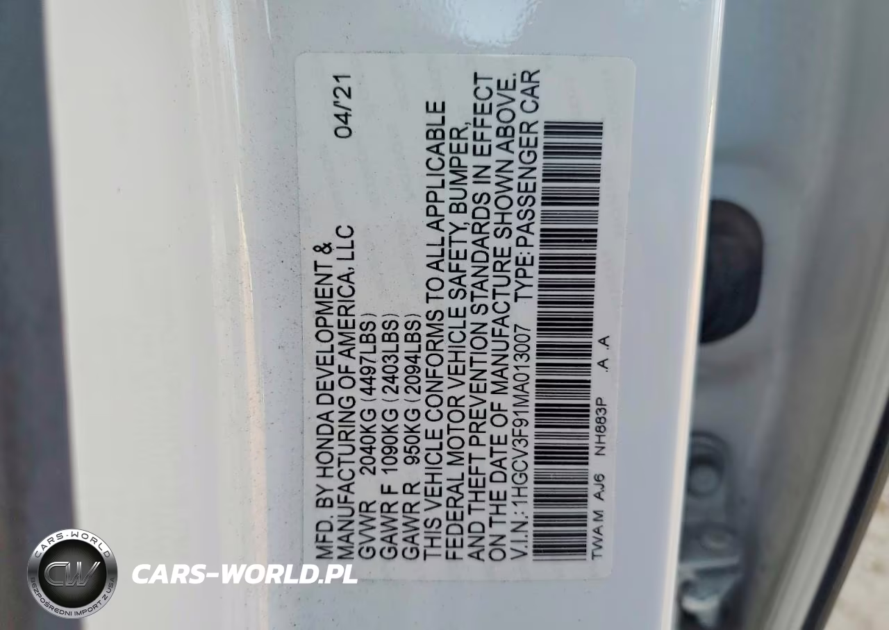 2021 Honda Accord Touring Hybrid VIN:1HGCV3F91MA013007 - 12