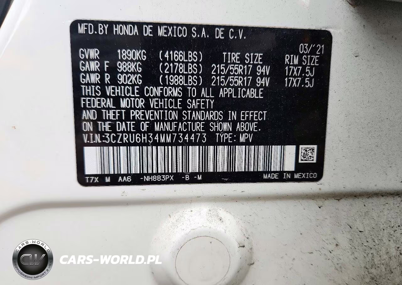 2021 Honda Hr-V Lx VIN:3CZRU6H34MM734473 - 12