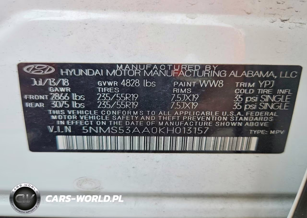 2019 Hyundai Santa Fe Limited 2.0T VIN:5NMS53AA0KH013157 - 13