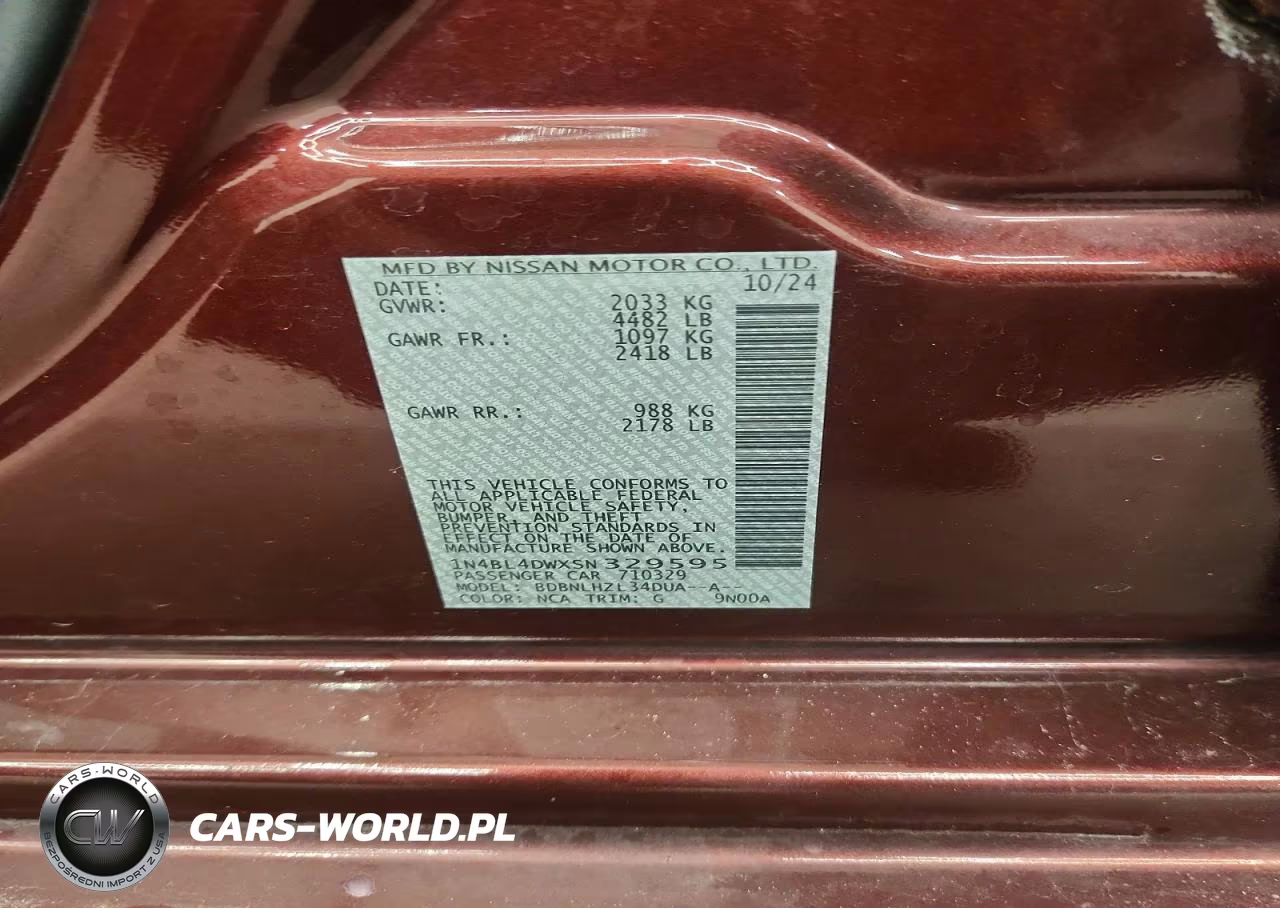2025 Nissan Altima Sv VIN:1N4BL4DWXSN329595 - 13