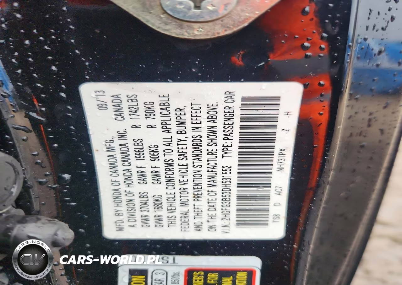 2013 Honda Civic Lx VIN:2HGFG3B53DH531552 - 12