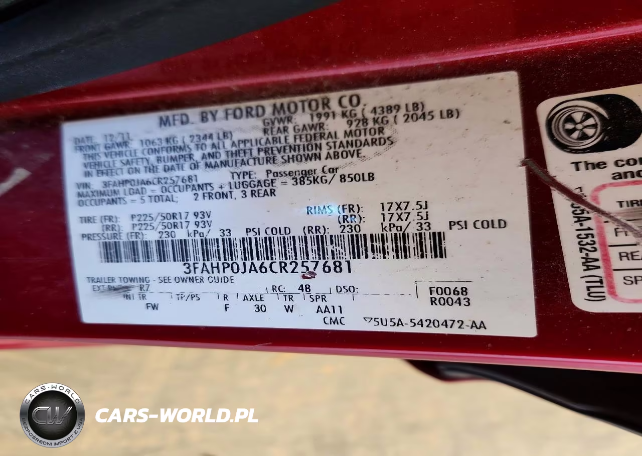 2012 Ford Fusion Sel VIN:3FAHP0JA6CR257681 - 12