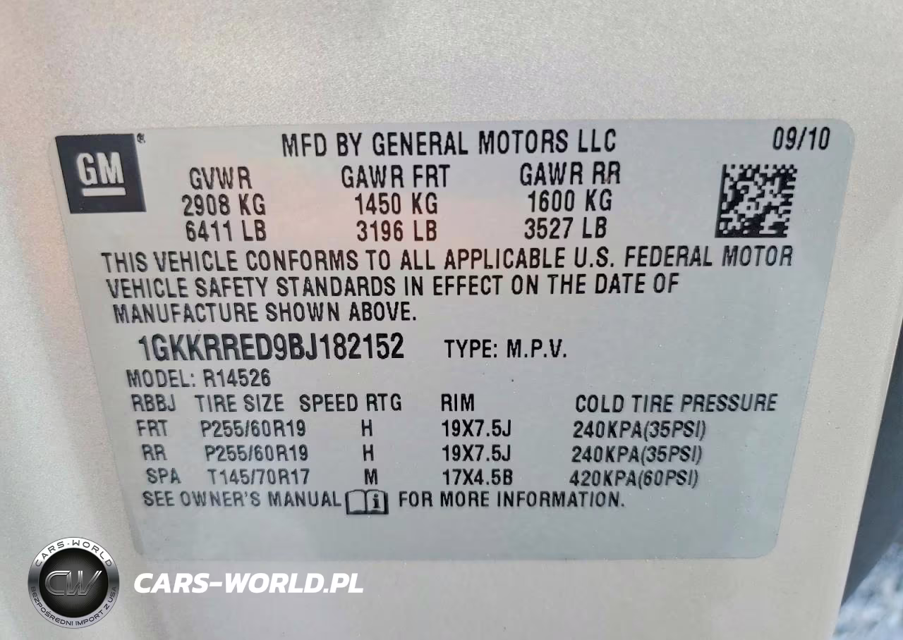 2011 GMC Acadia Slt-1 VIN:1GKKRRED9BJ182152 - 13