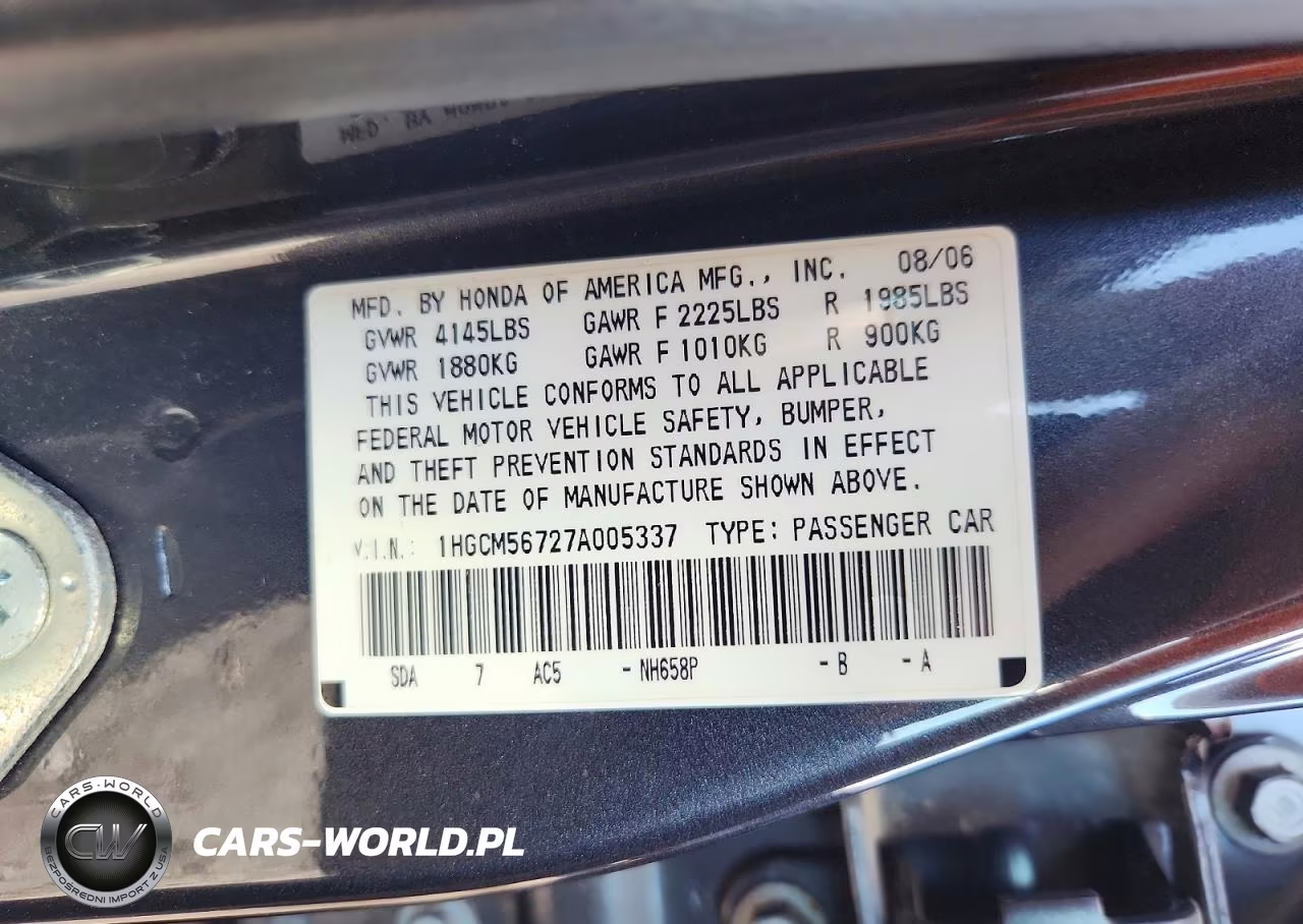 2007 Honda Accord Ex VIN:1HGCM56727A005337 - 12