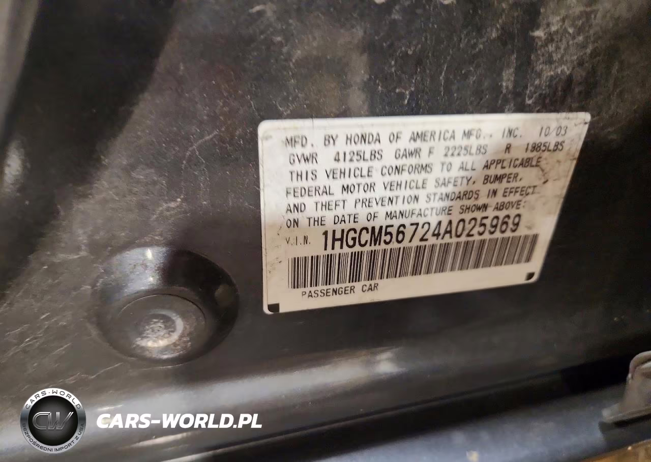 2004 Honda Accord Ex VIN:1HGCM56724A025969 - 13