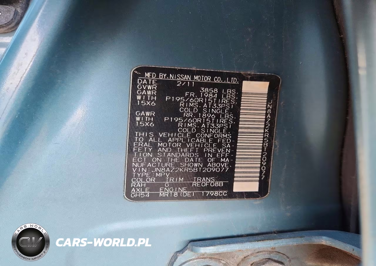 2011 Nissan Cube 1.8 VIN:JN8AZ2KR5BT209077 - 12