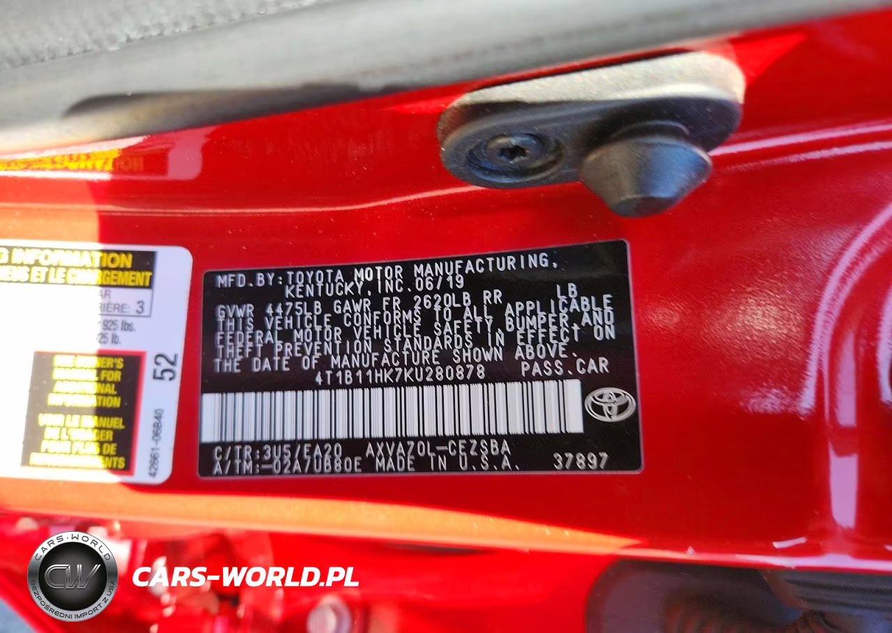 2019 Toyota Camry Se VIN:4T1B11HK7KU280878 - 12