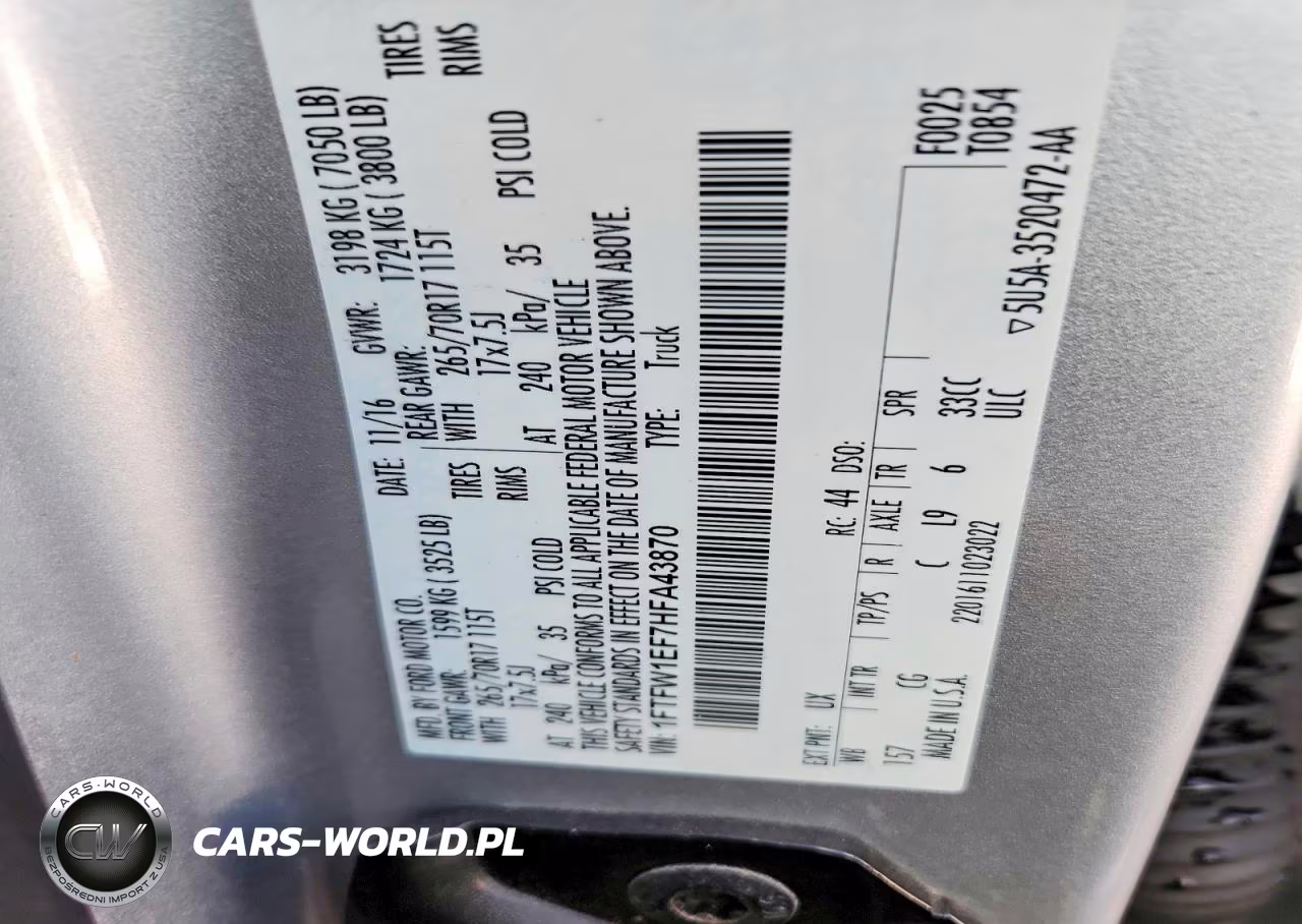 2017 Ford F150 Supercrew VIN:1FTFW1EF7HFA43870 - 13