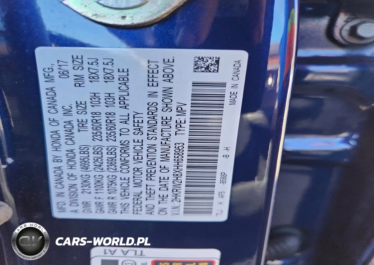 2017 Honda Cr-V Exl VIN:2HKRW2H8XHH658953 - 13