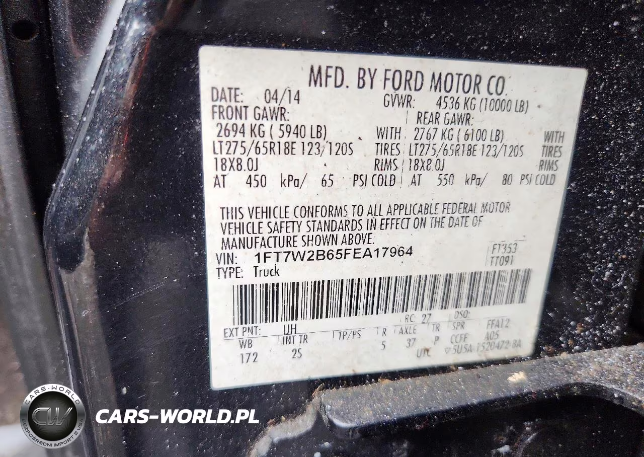 2015 Ford F250 Super Duty VIN:1FT7W2B65FEA17964 - 12
