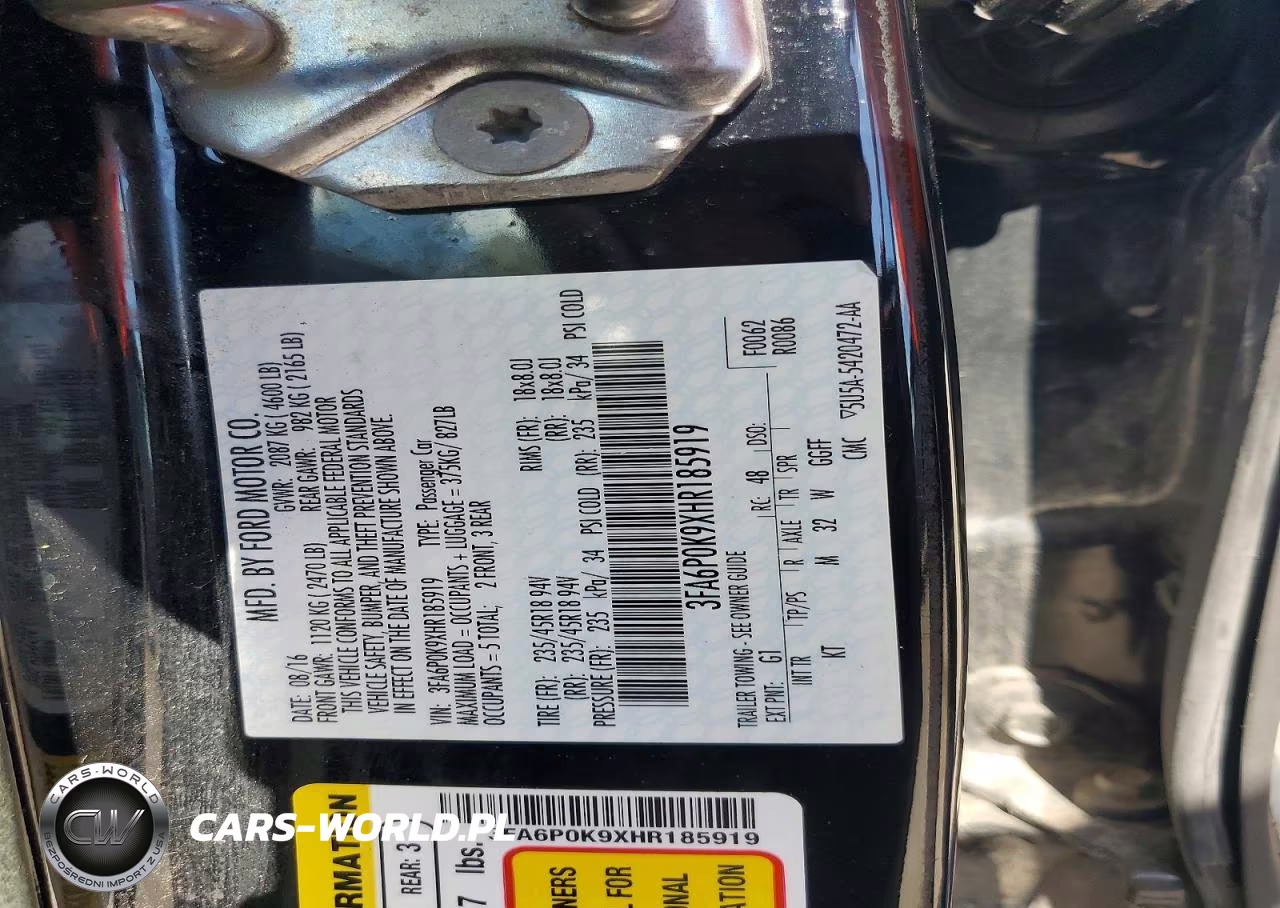 2017 Ford Fusion Titanium VIN:3FA6P0K9XHR185919 - 12