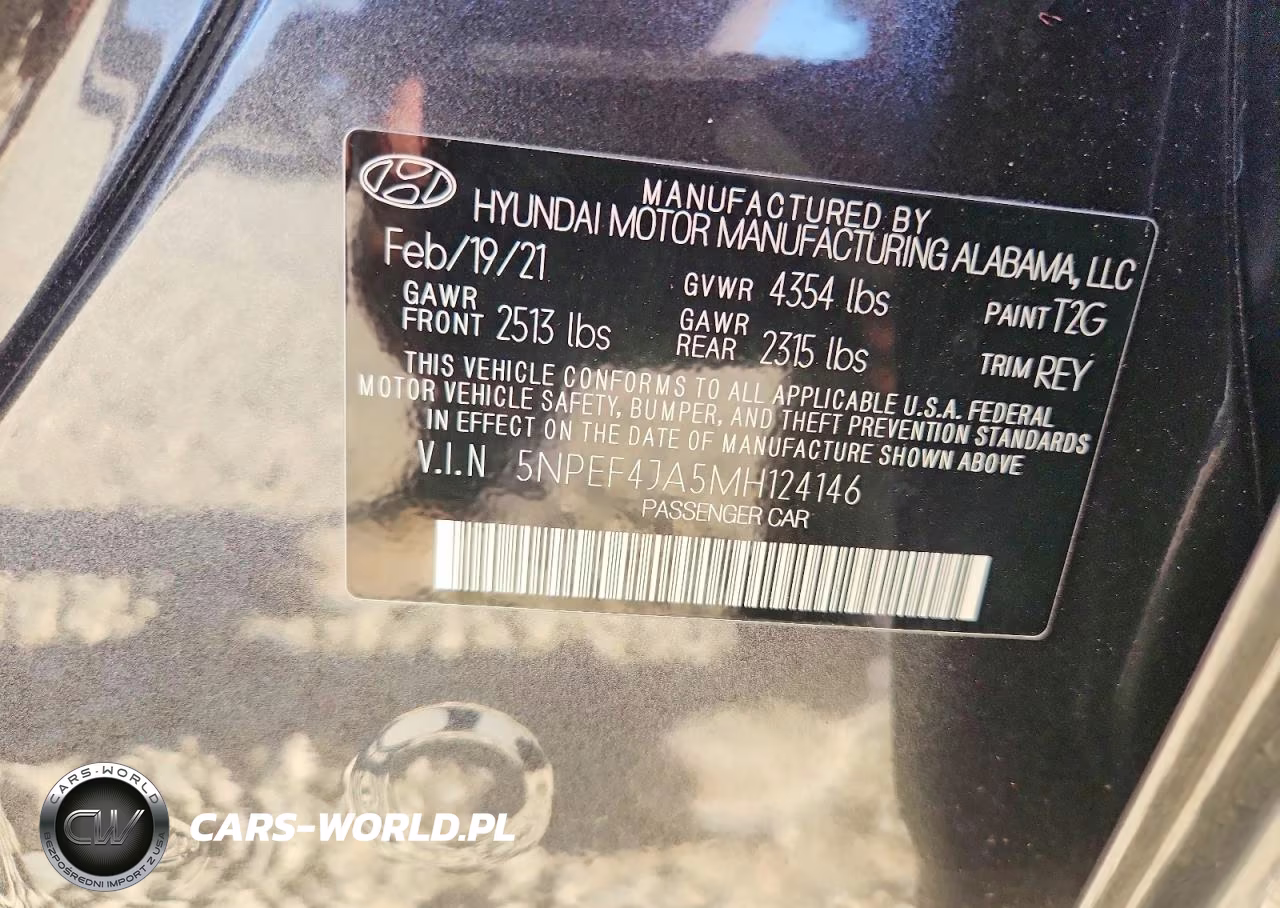 2021 Hyundai Sonata Sel VIN:5NPEF4JA5MH124146 - 12