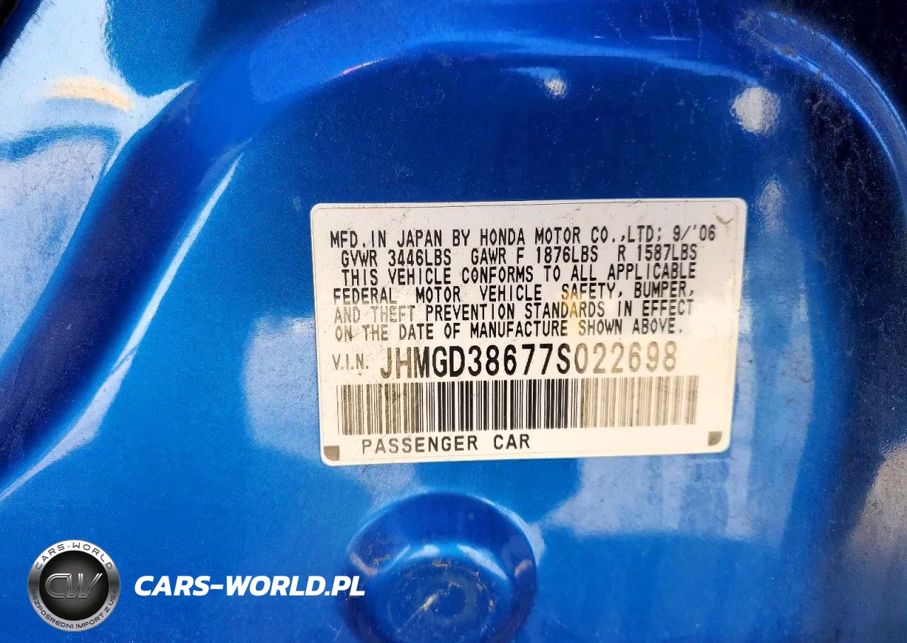 2007 Honda Fit S VIN:JHMGD38677S022698 - 12