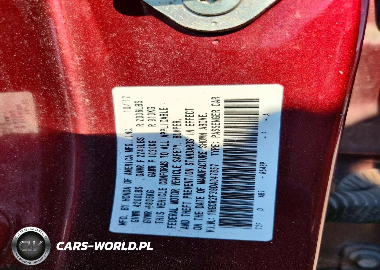 2013 Honda Accord Lx VIN:1HGCR2F39DA047657 - 12