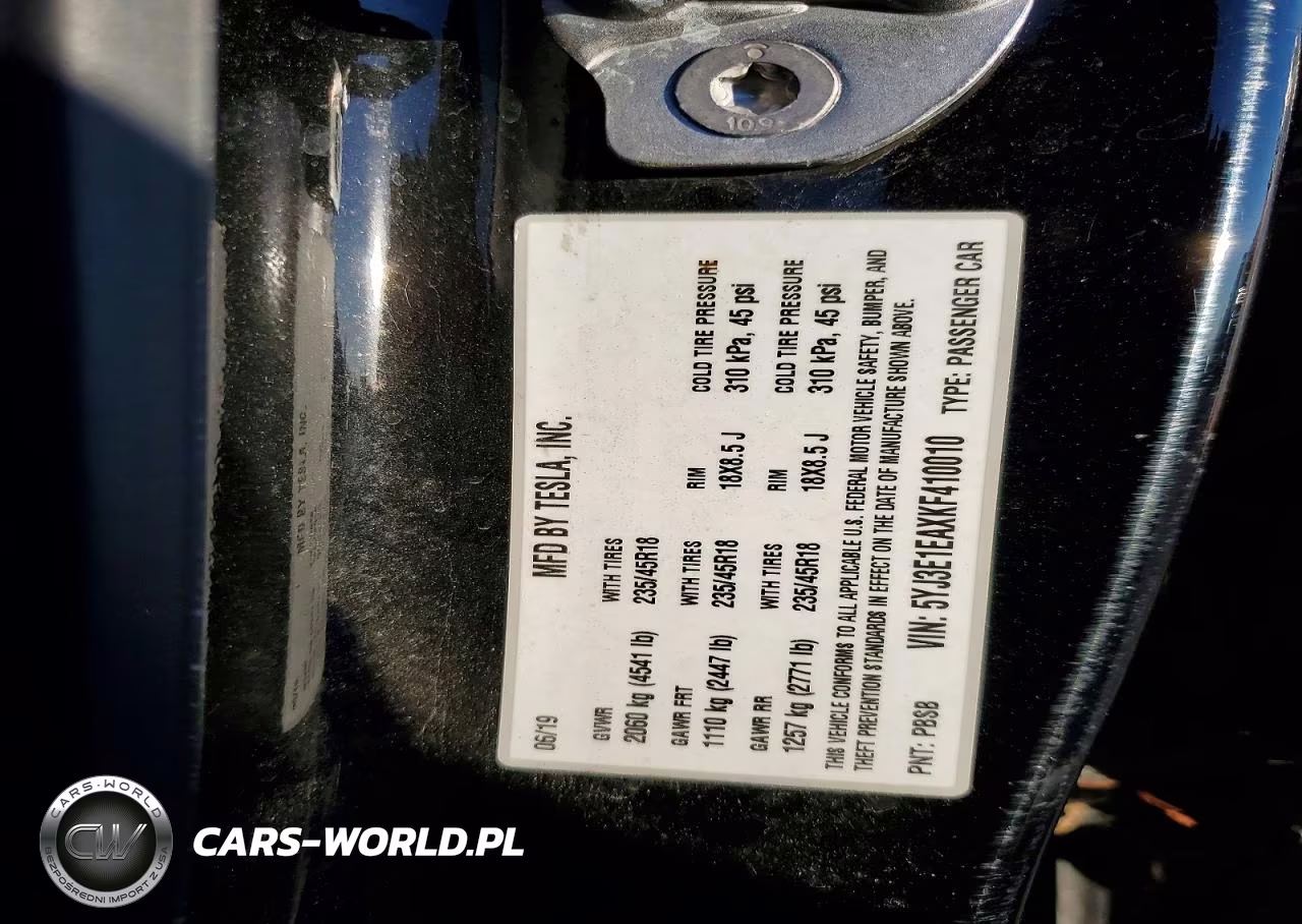 2019 Tesla Model 3 VIN:5YJ3E1EAXKF410010 - 12
