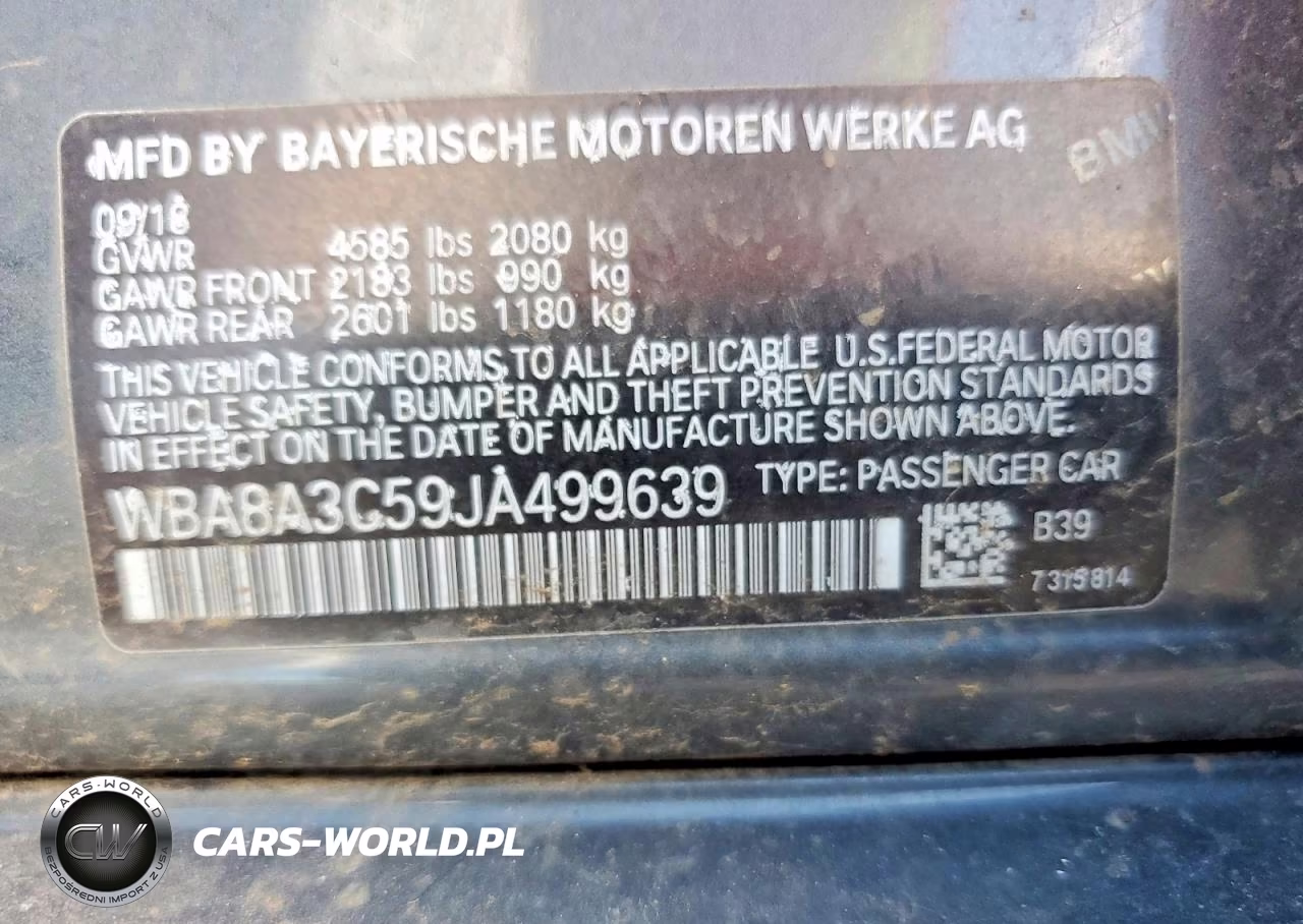 2018 BMW 320 Xi VIN:WBA8A3C59JA499639 - 12