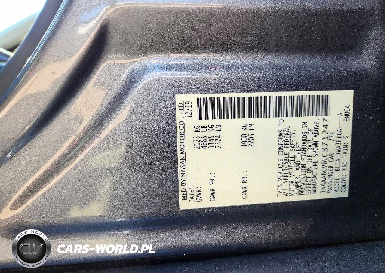 2020 Nissan Maxima Sv VIN:1N4AA6CV6LC371247 - 13