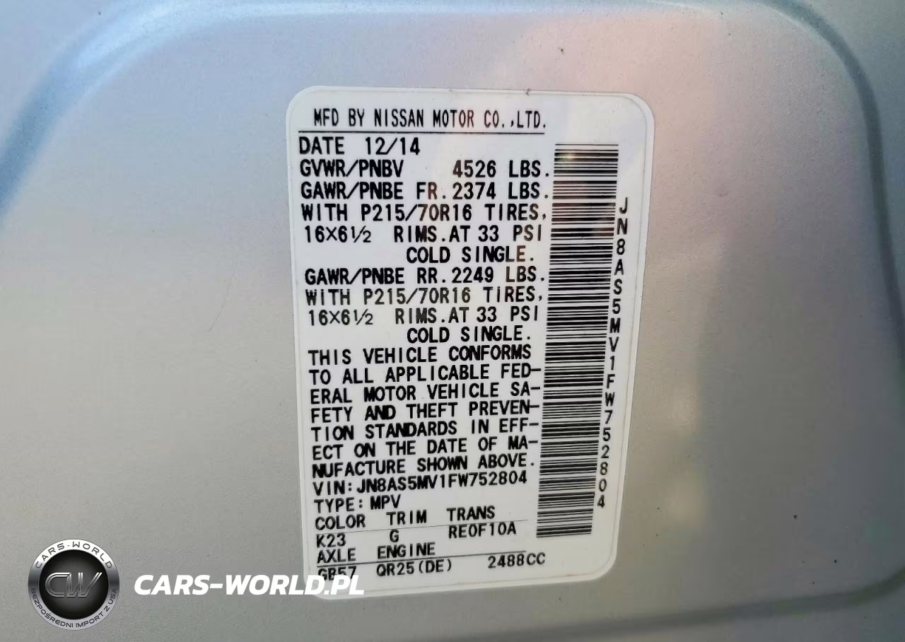 2015 Nissan Rogue Select VIN:JN8AS5MV1FW752804 - 13