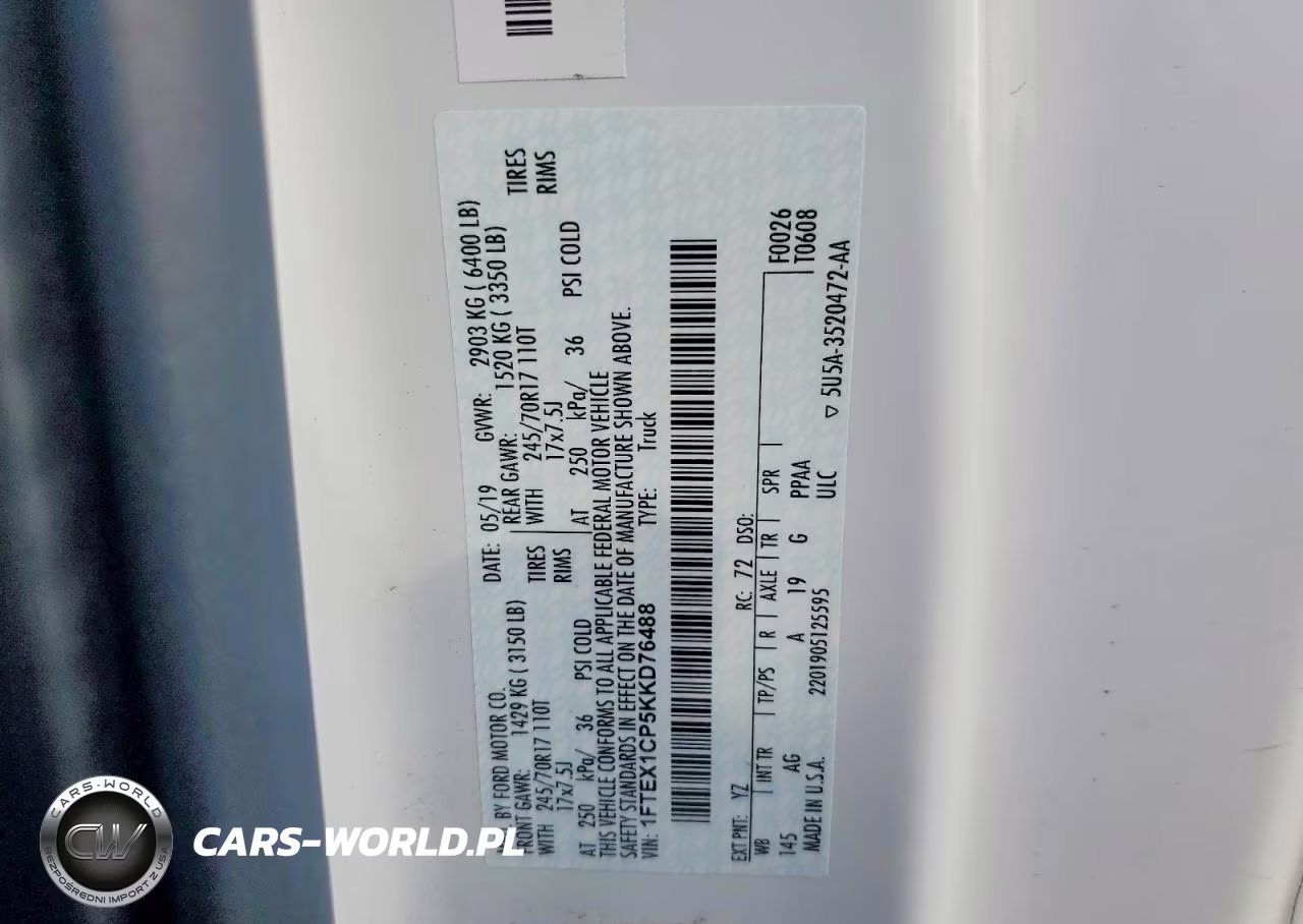 2019 Ford F150 Super Cab VIN:1FTEX1CP5KKD76488 - 13