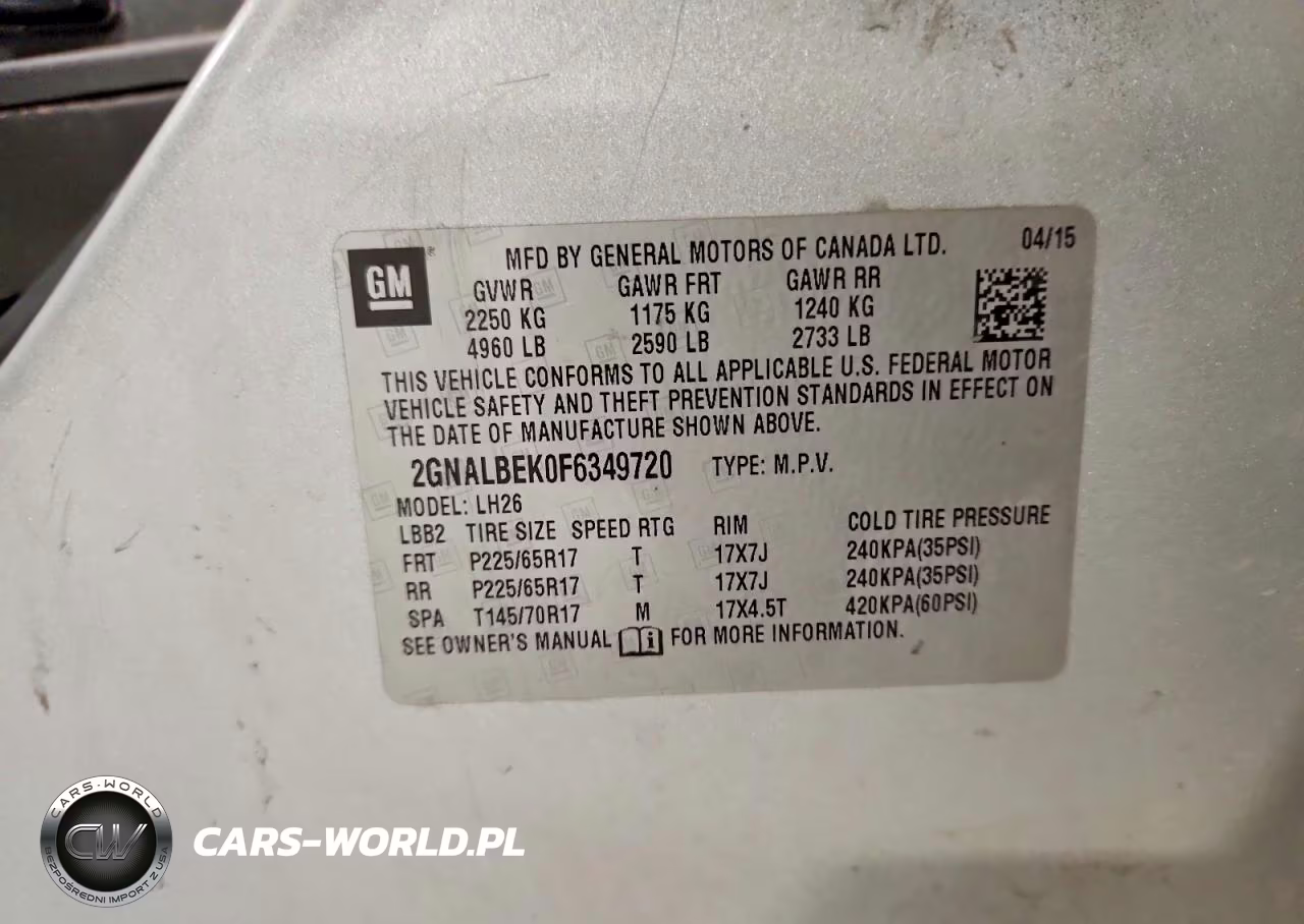 2015 Chevrolet Equinox Lt VIN:2GNALBEK0F6349720 - 13
