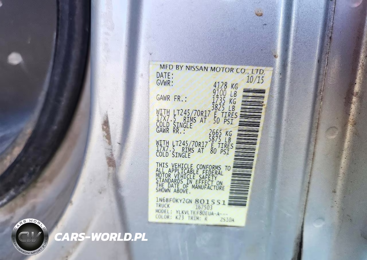 2016 Nissan Nv 2500 Hd Sv VIN:1N6BF0KY2GN801551 - 13