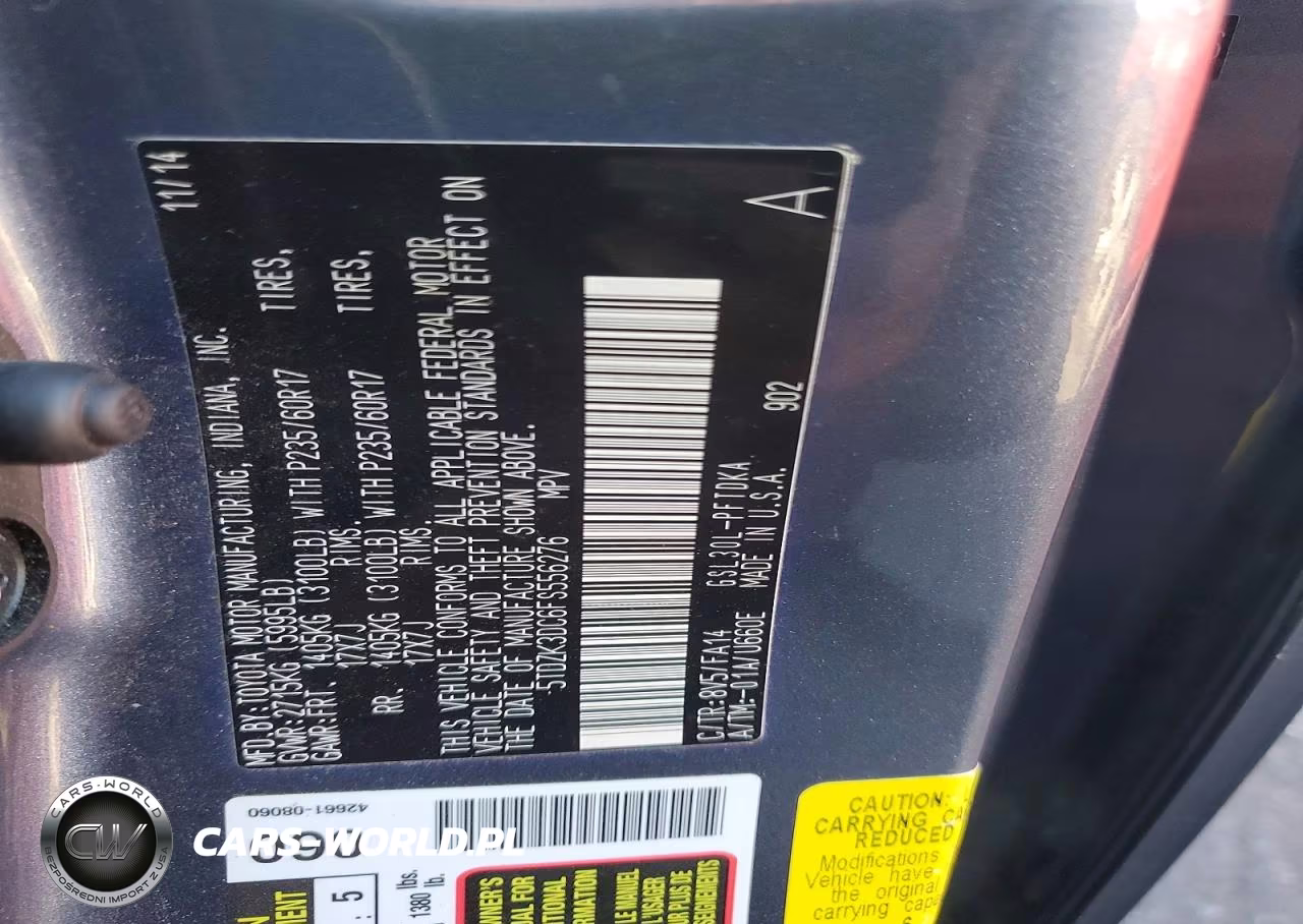 2015 Toyota Sienna L 7-Passenger VIN:5TDZK3DC6FS556276 - 13