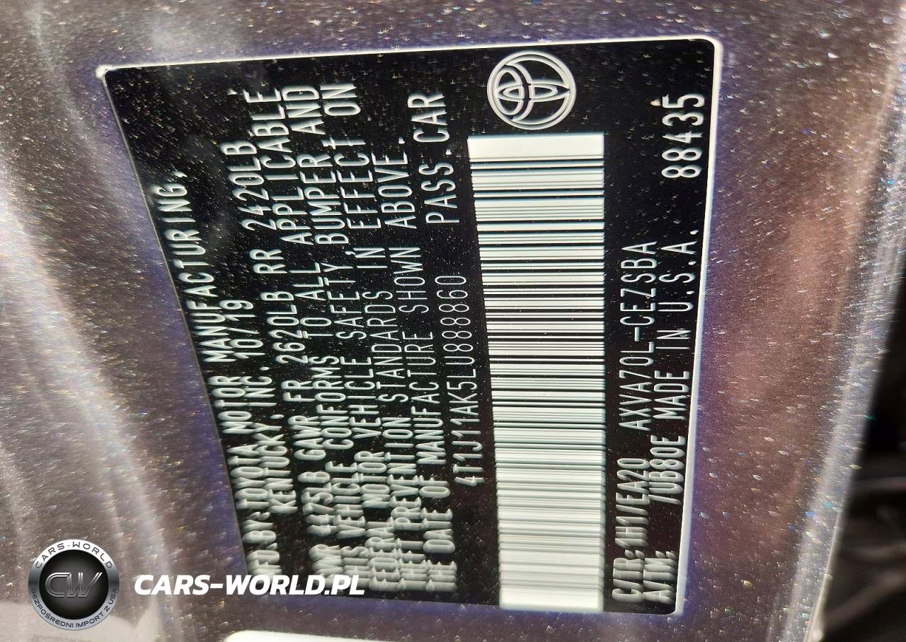 2020 Toyota Camry Se VIN:4T1J11AK5LU888860 - 13