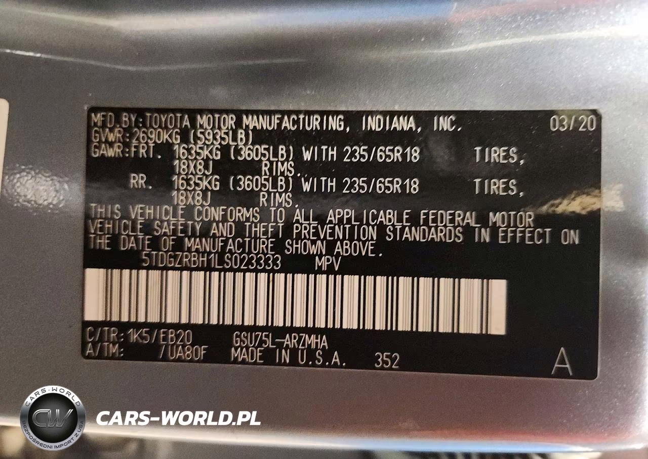 2020 Toyota Highlander Xle VIN:5TDGZRBH1LS023333 - 13