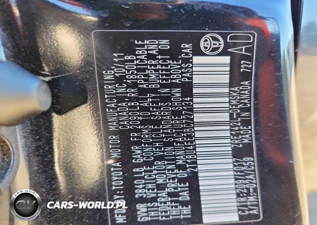 2011 Toyota Corolla S VIN:2T1BU4EE3BC727134 - 12