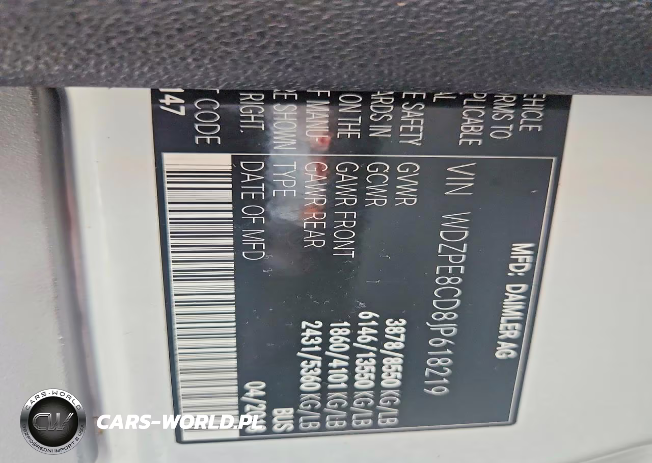 2018 Mercedes-Benz Sprinter 2500 VIN:WDZPE8CD8JP618219 - 13
