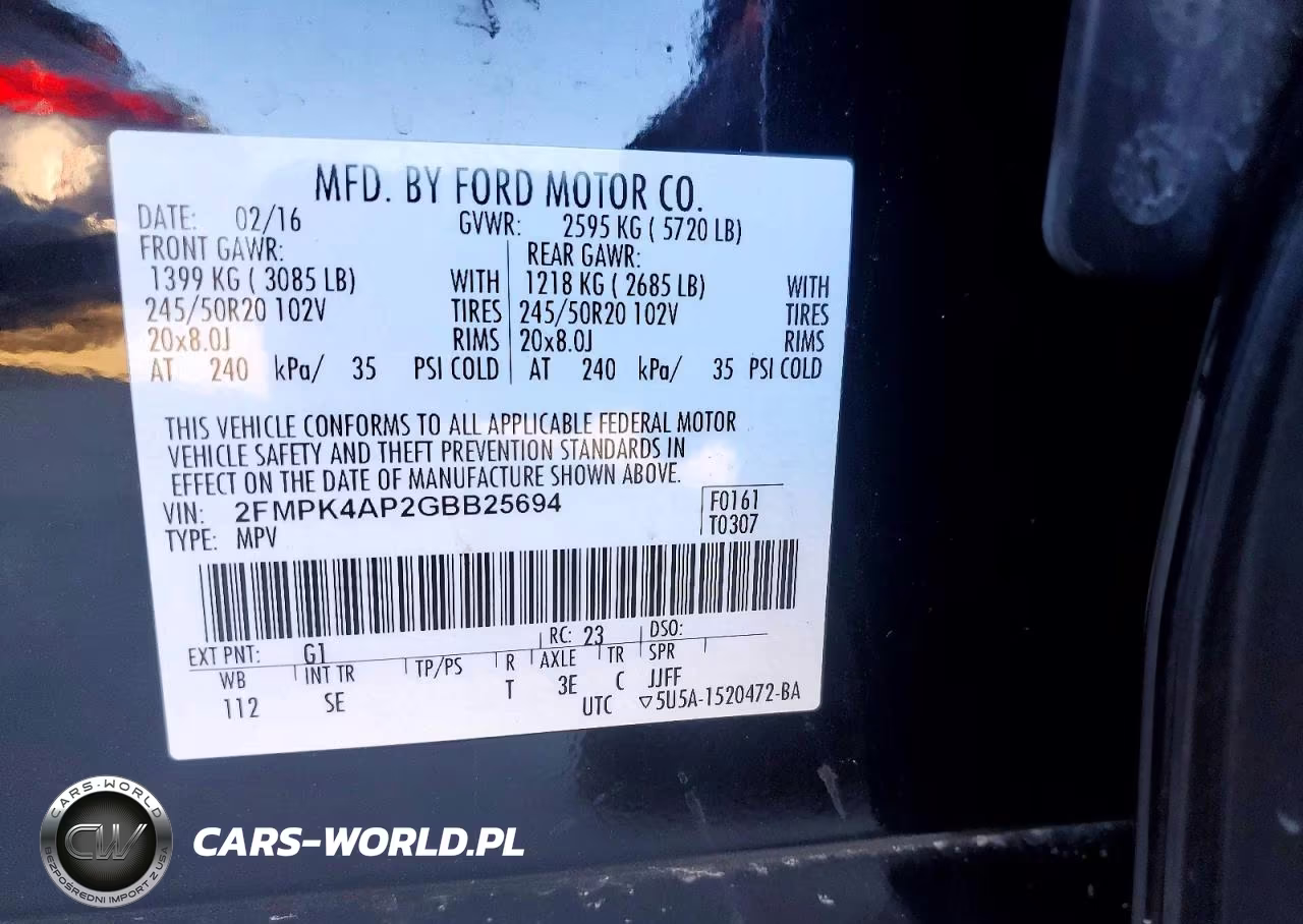 2016 Ford Edge Sport VIN:2FMPK4AP2GBB25694 - 12