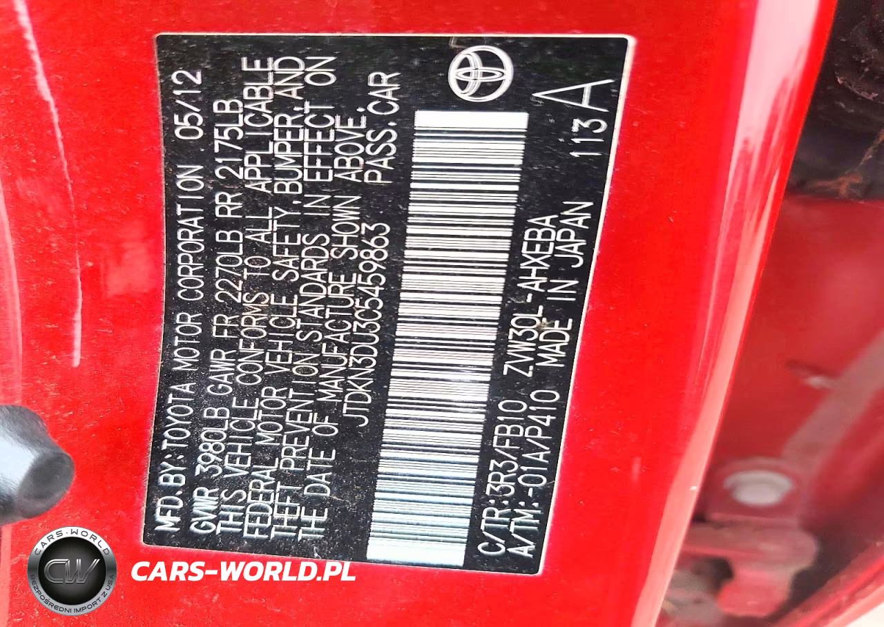 2012 Toyota Prius Two VIN:JTDKN3DU3C5459863 - 12