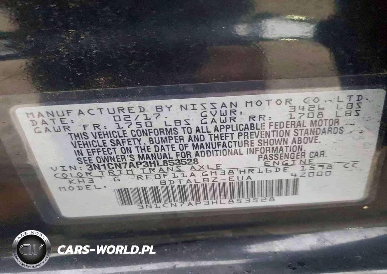 2017 Nissan Versa 1.6 S VIN:3N1CN7AP3HL853528 - 12
