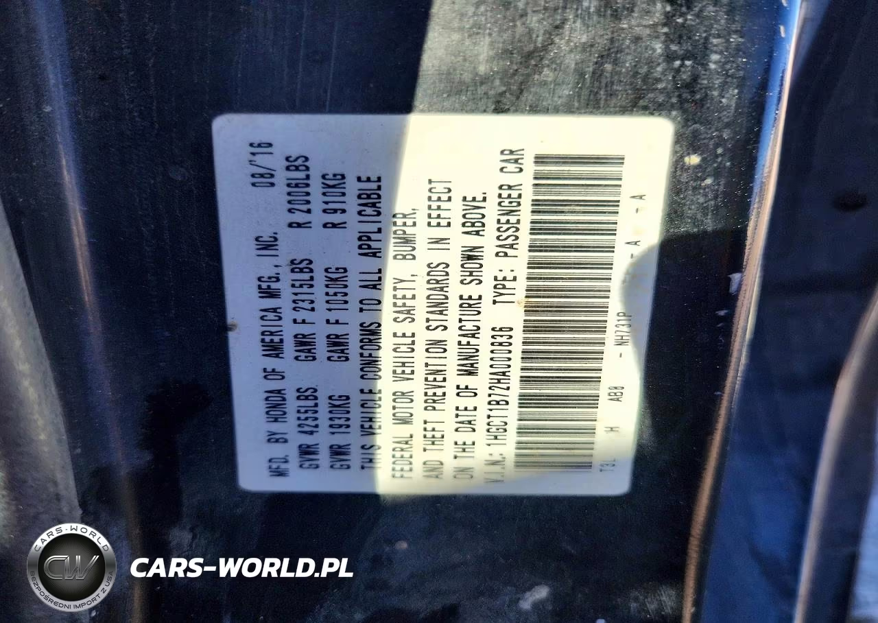 2017 Honda Accord Ex VIN:1HGCT1B72HA000836 - 13